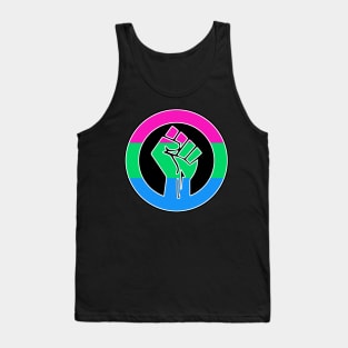 Black Lives Matter Fist Circled LGBTQ Flag Polysexual Tank Top